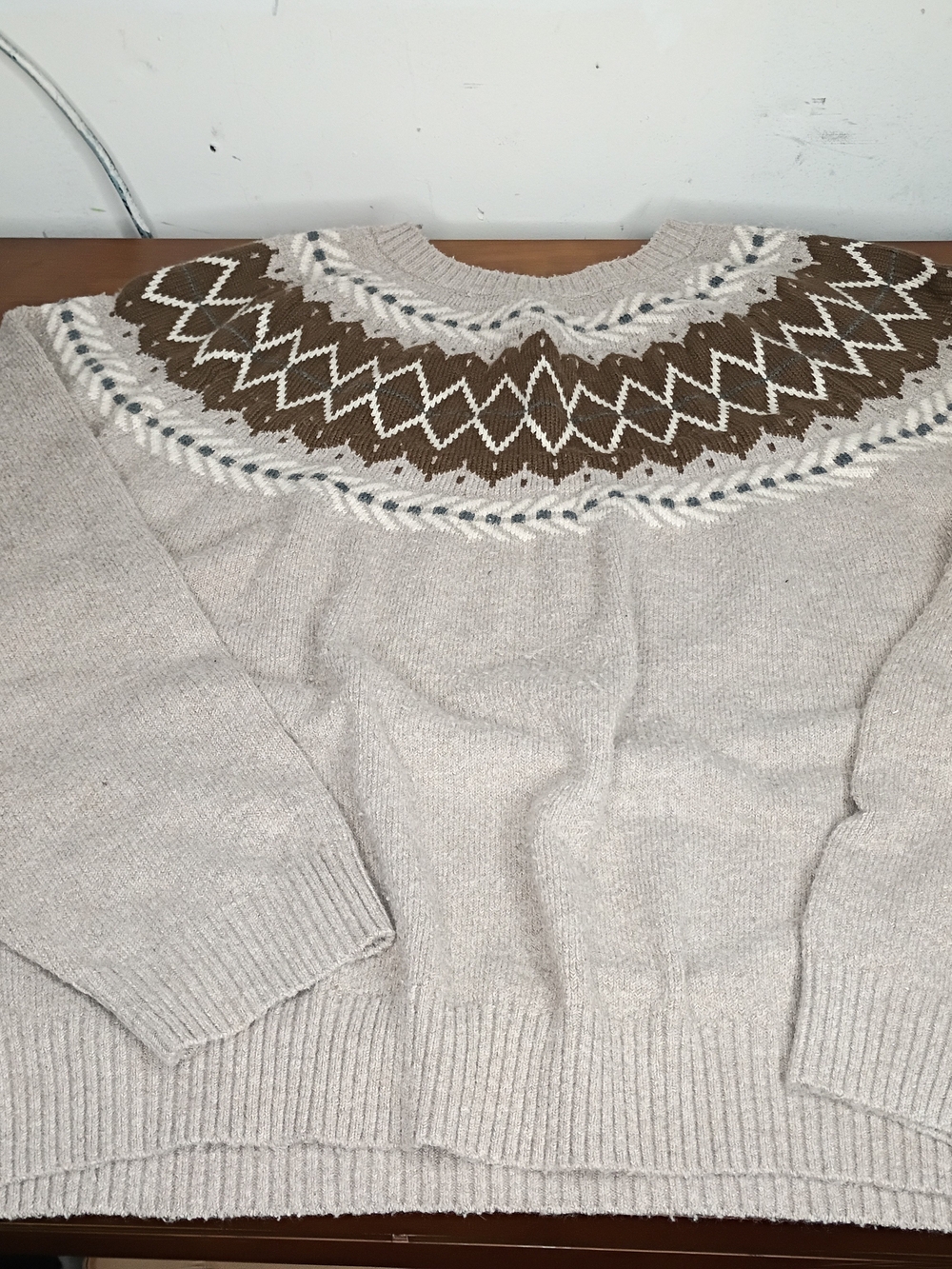 Classic Cream Fair Isle Crewneck Sweater